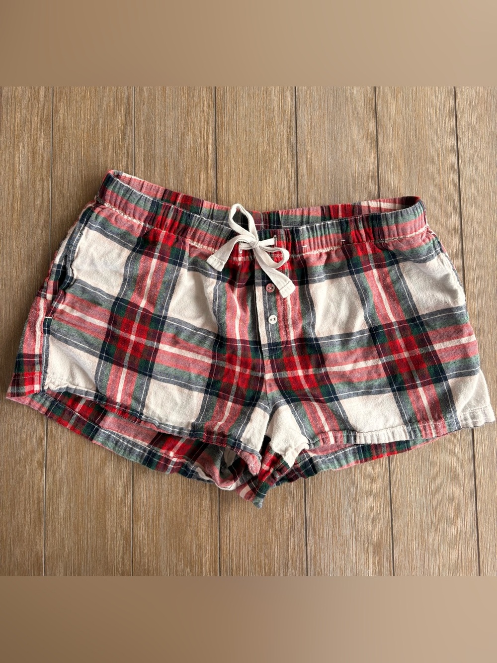 πStars Above Plaid Cotton Drawstring PJ Shortsπ